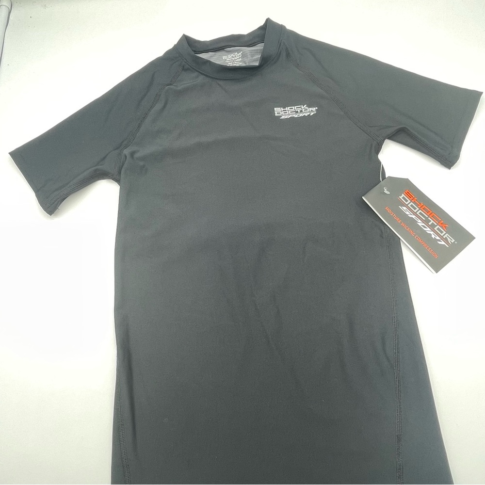Shock Doctor Sport Shirt Youth Large Black Plain Short Sleeves
